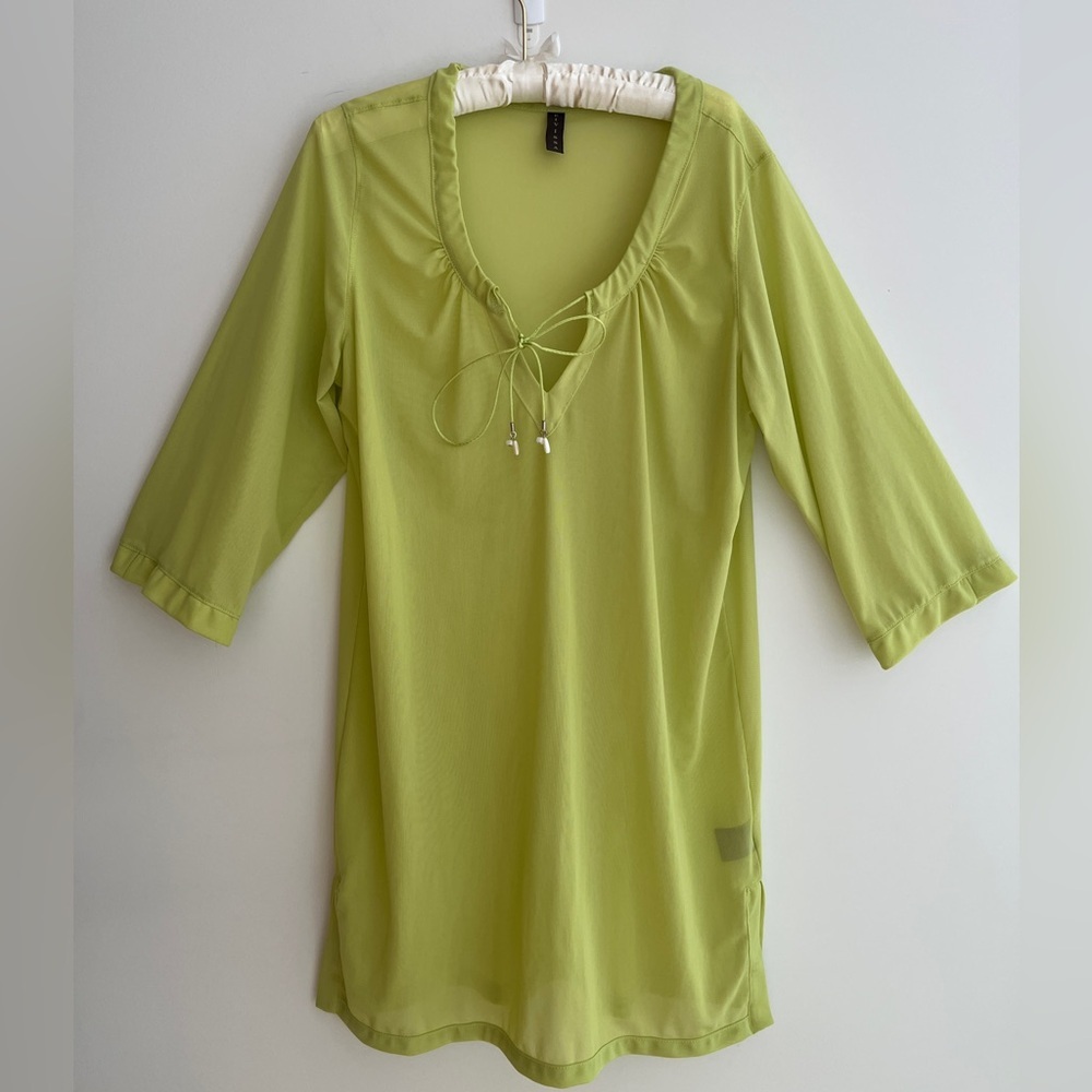 EIVISSA Sheer Mesh Pullover Swimsuit Coverup Adjustable Tie Neck Beachy Vacation